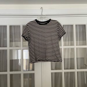 Everlane Black and Cream Striped Box Cut Tee